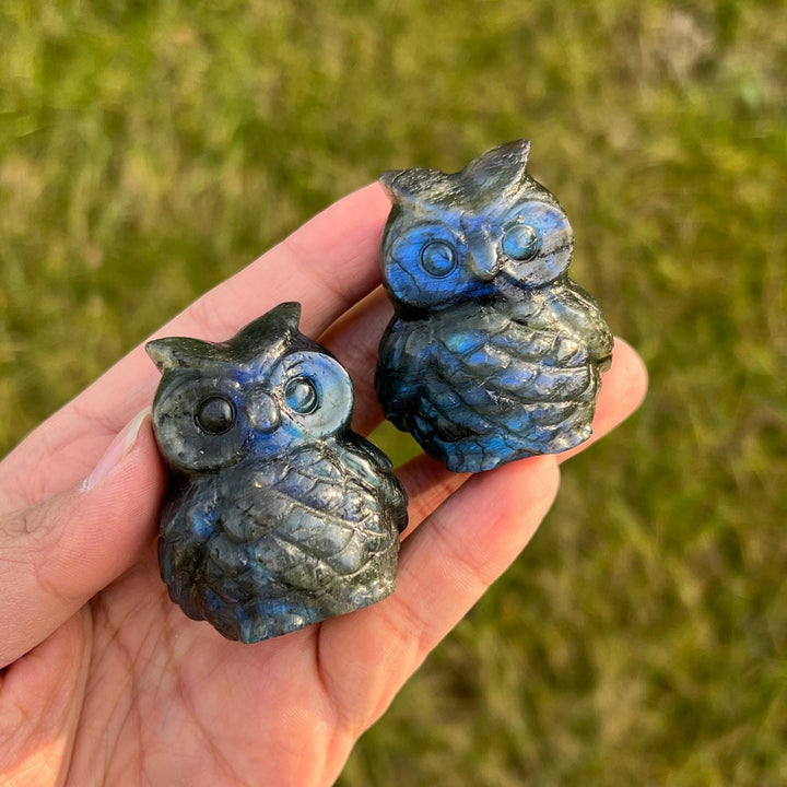 Natural Crystal Carving Labradorite Owl