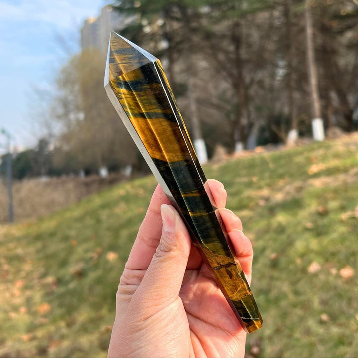 Natural Blue and Yellow Tiger's Eye Wand