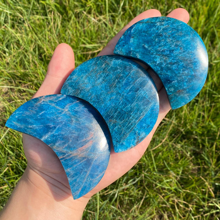 Carving Blue Apatite Moon