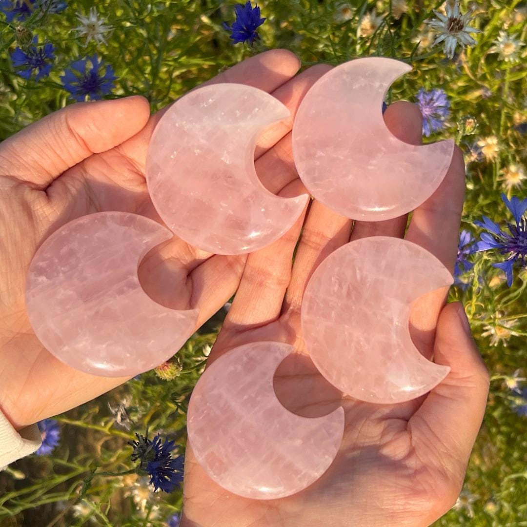 Natural Rose Quartz Moon