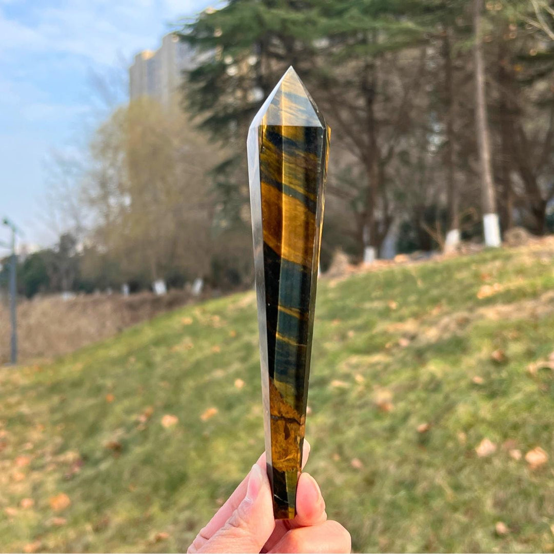 Natural Blue and Yellow Tiger's Eye Wand