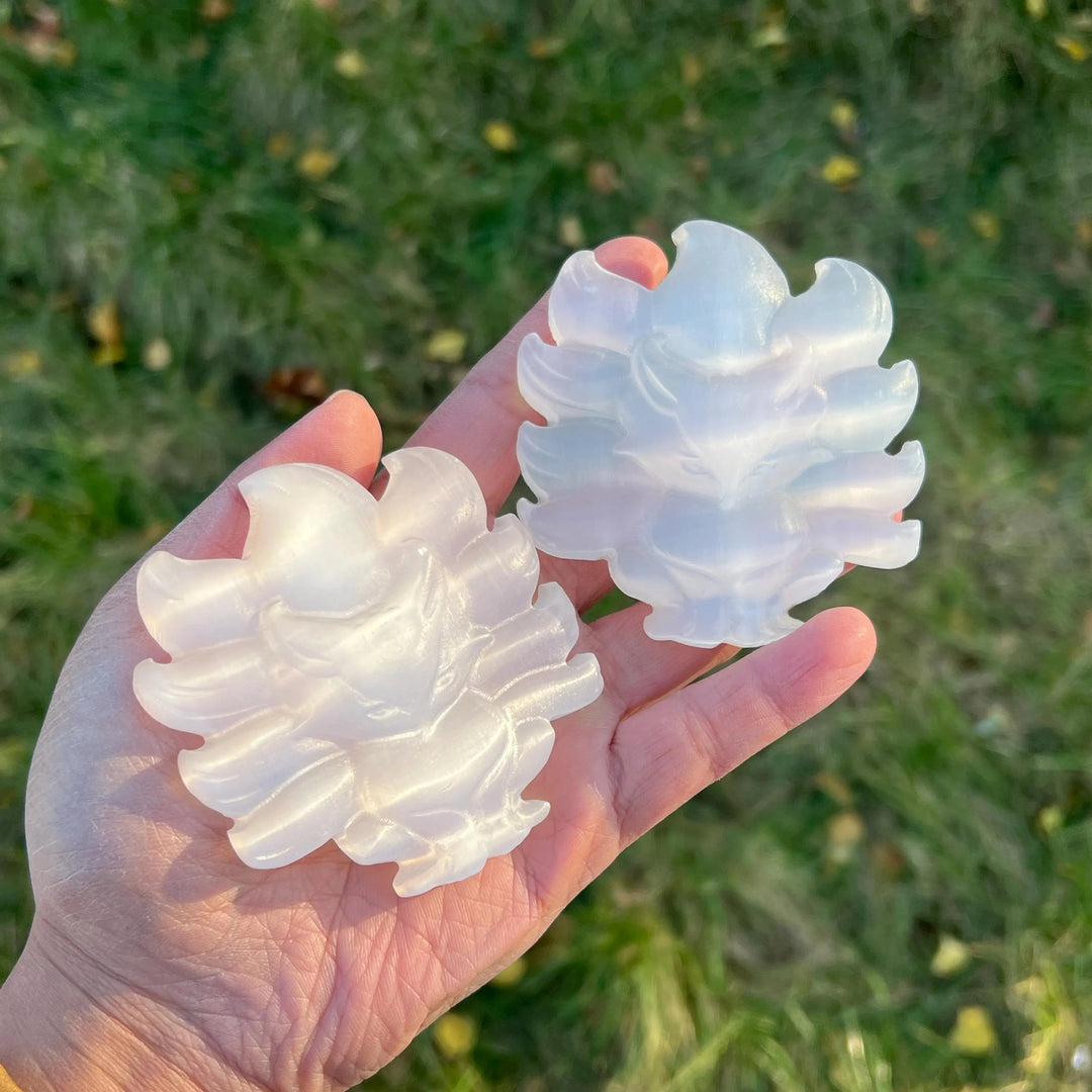 Natural Selenite Nine-Tailed Fox