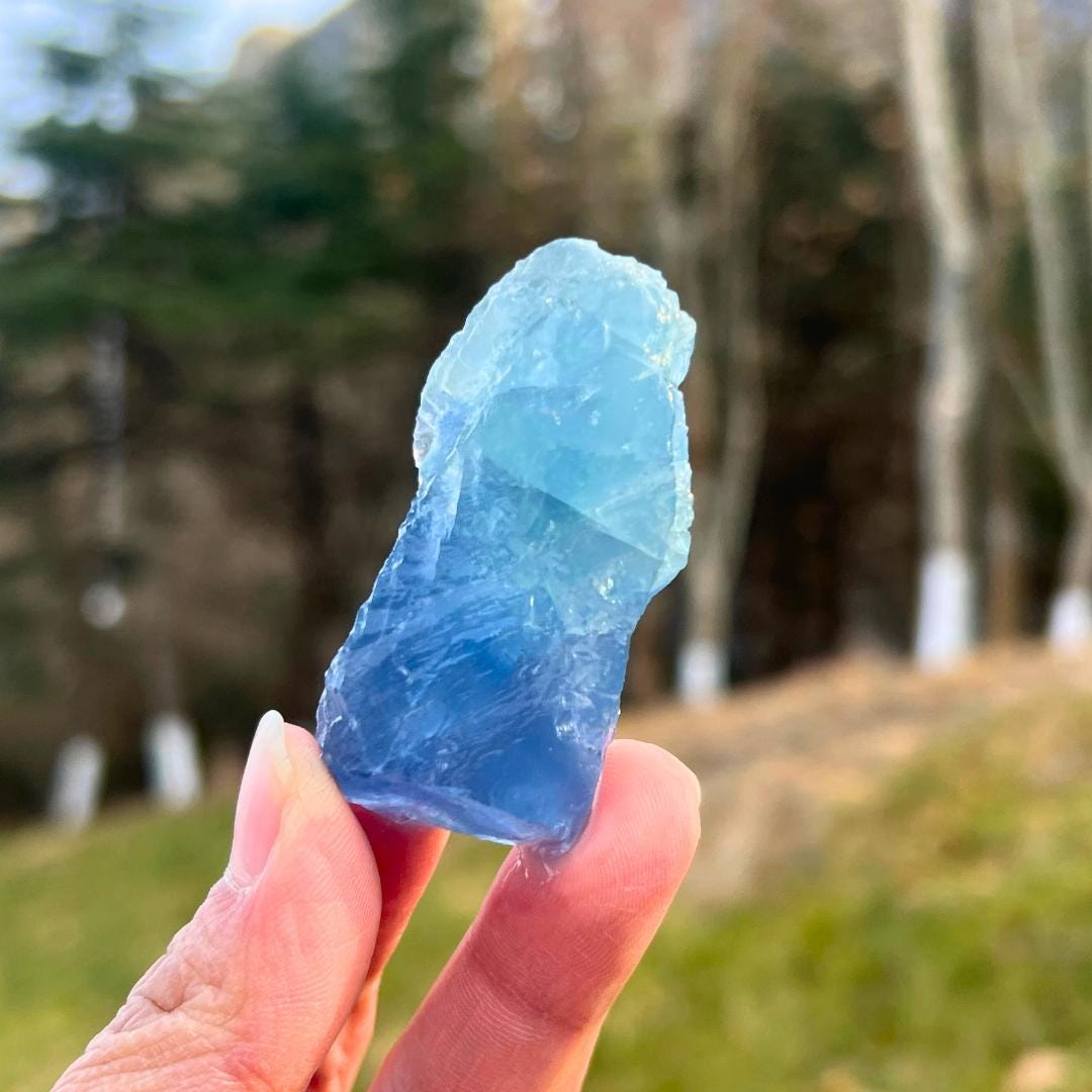 Natural Blue Fluorite Raw Stone