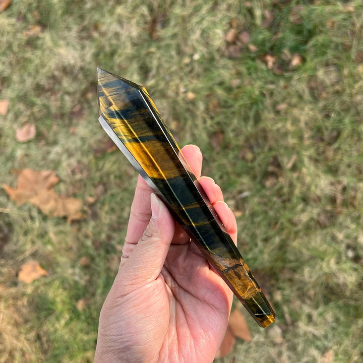 Natural Blue and Yellow Tiger's Eye Wand