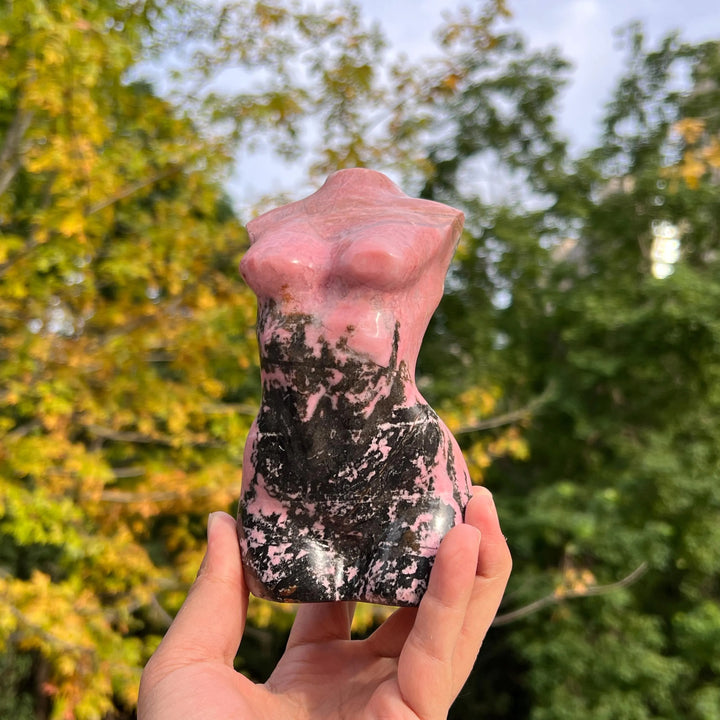 Natural Rhodonite Goddess Statue