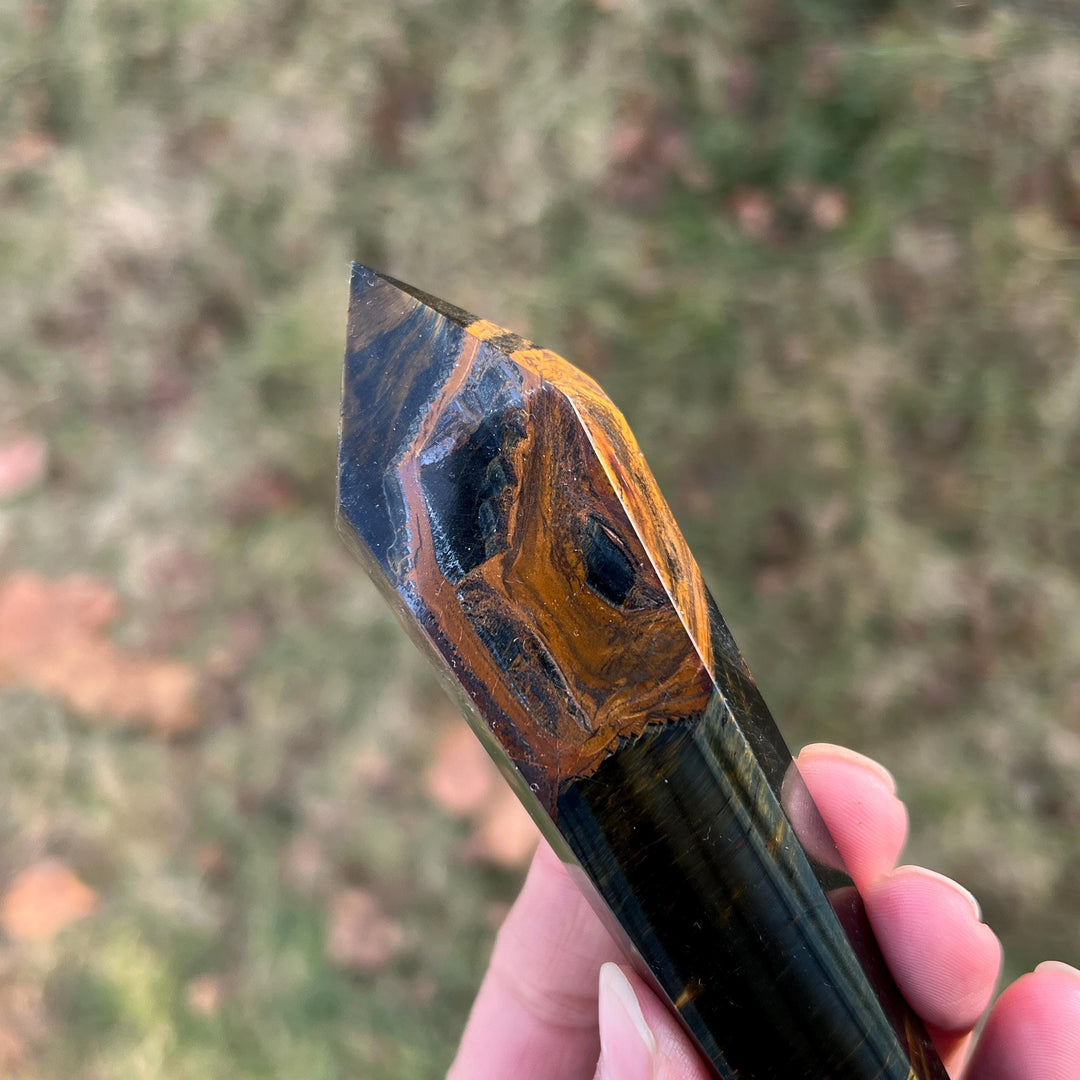 Natural Blue and Yellow Tiger's Eye Wand