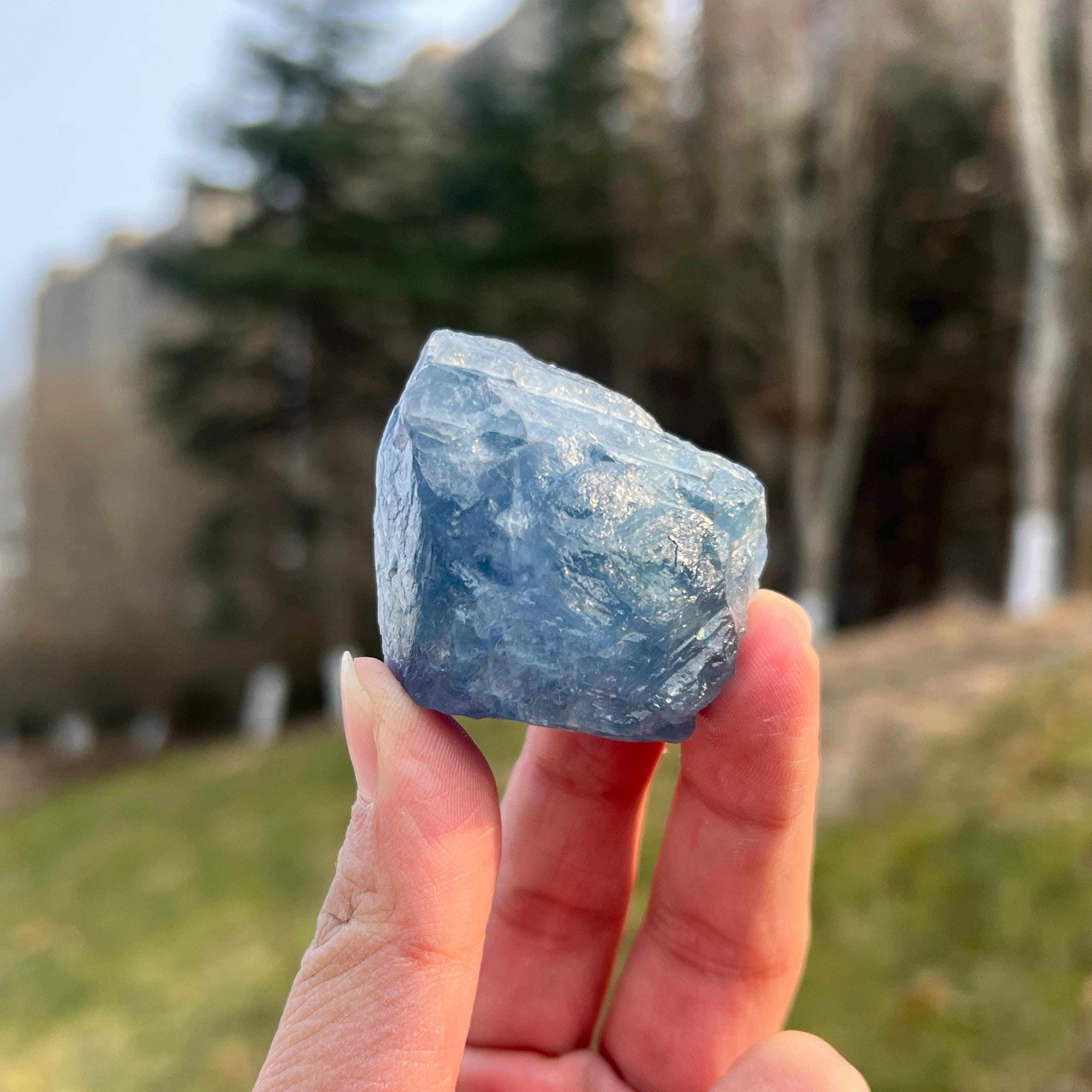 Natural Blue Fluorite Raw Stone – KiKi Crystal