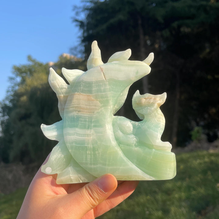 Unique Handmade Caribbean Blue Calcite Nine-Tailed Fox