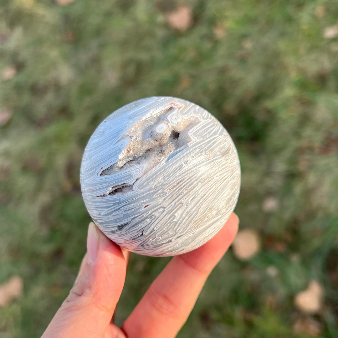 Natural White Mexican Agate Sphere