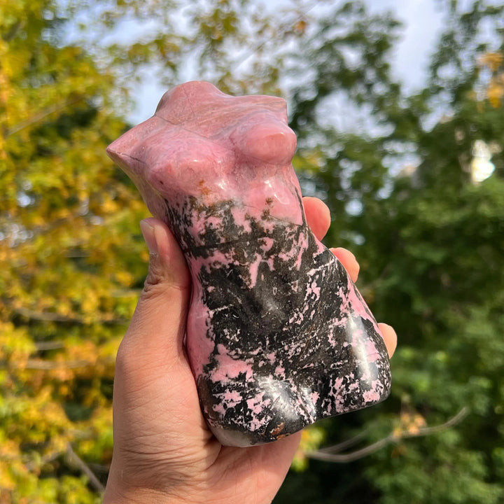Natural Rhodonite Goddess Statue