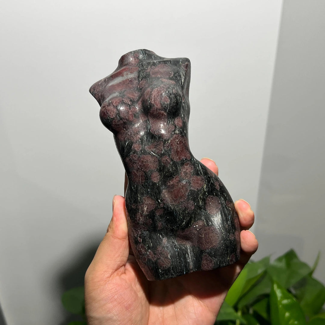 Carved Garnet Goddess Statue