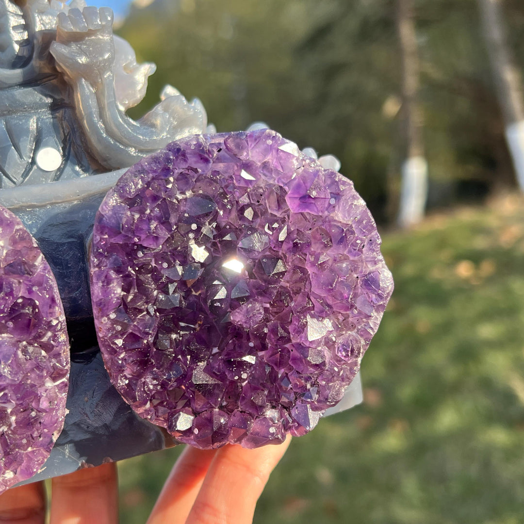 Natural Carving Agate with Amethyst Geode Grim Reaper
