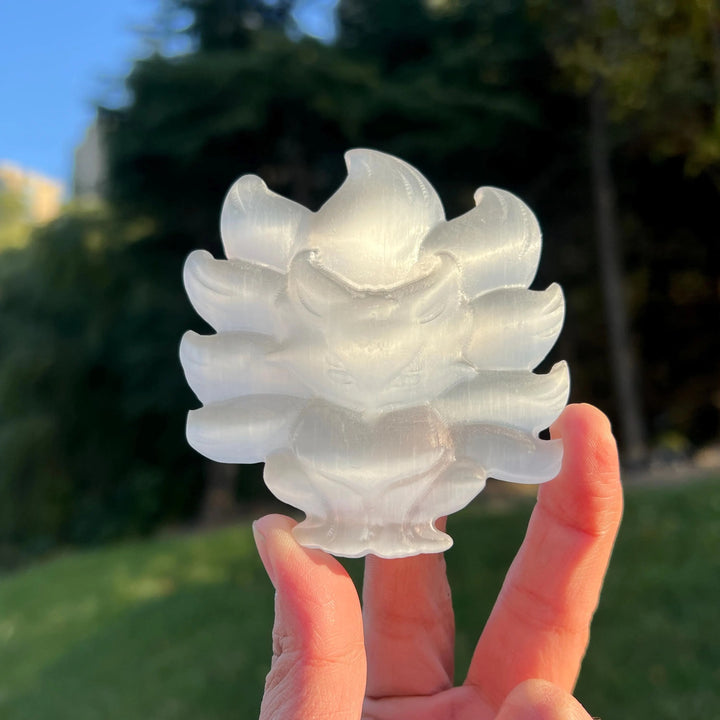 Natural Selenite Nine-Tailed Fox