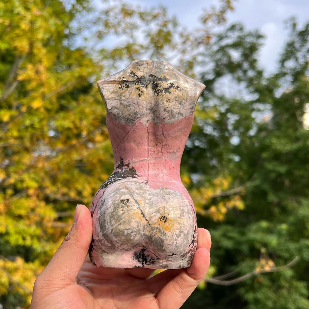 Natural Rhodonite Goddess Statue
