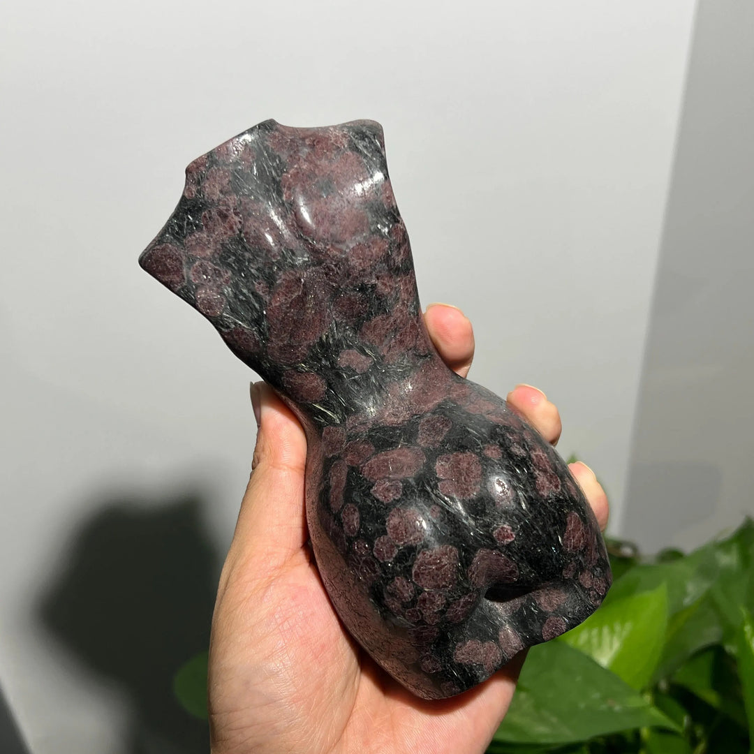 Carved Garnet Goddess Statue