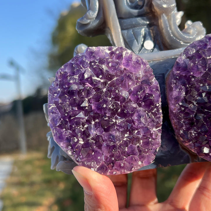 Natural Carving Agate with Amethyst Geode Grim Reaper