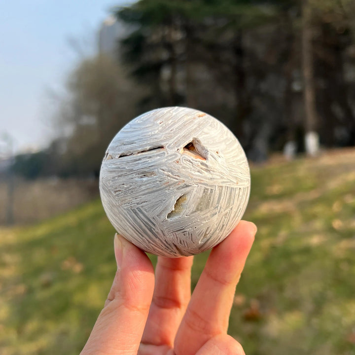 Natural White Mexican Agate Sphere