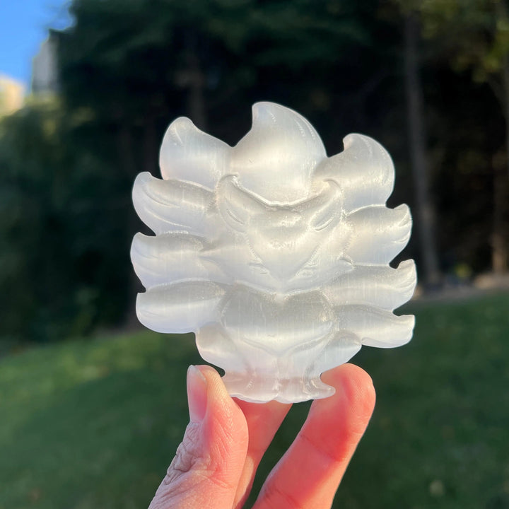 Natural Selenite Nine-Tailed Fox