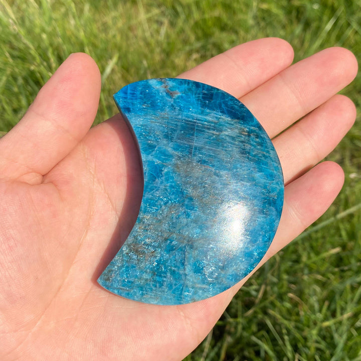 Carving Blue Apatite Moon