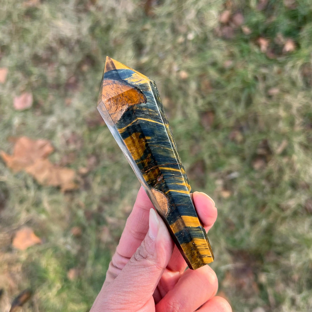 Natural Blue and Yellow Tiger's Eye Wand