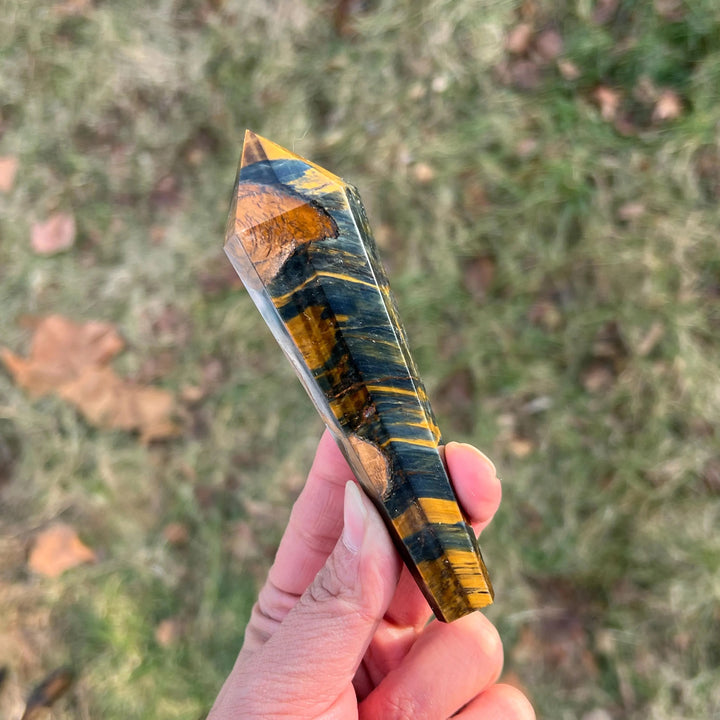 Natural Blue and Yellow Tiger's Eye Wand