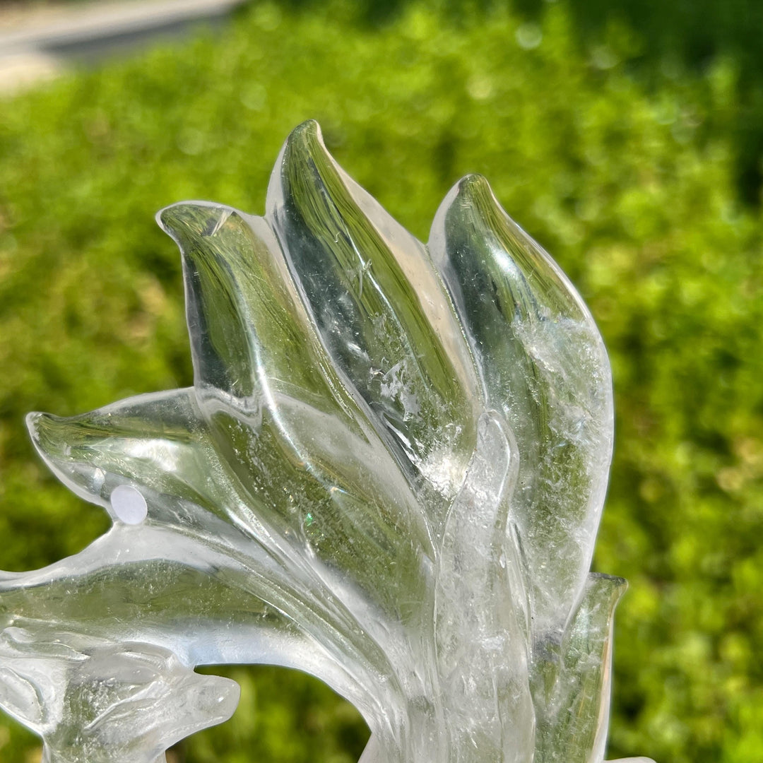 Clear Quartz Nine-Tailed Fox Carving