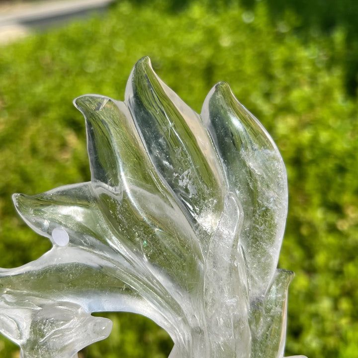Clear Quartz Nine-Tailed Fox Carving