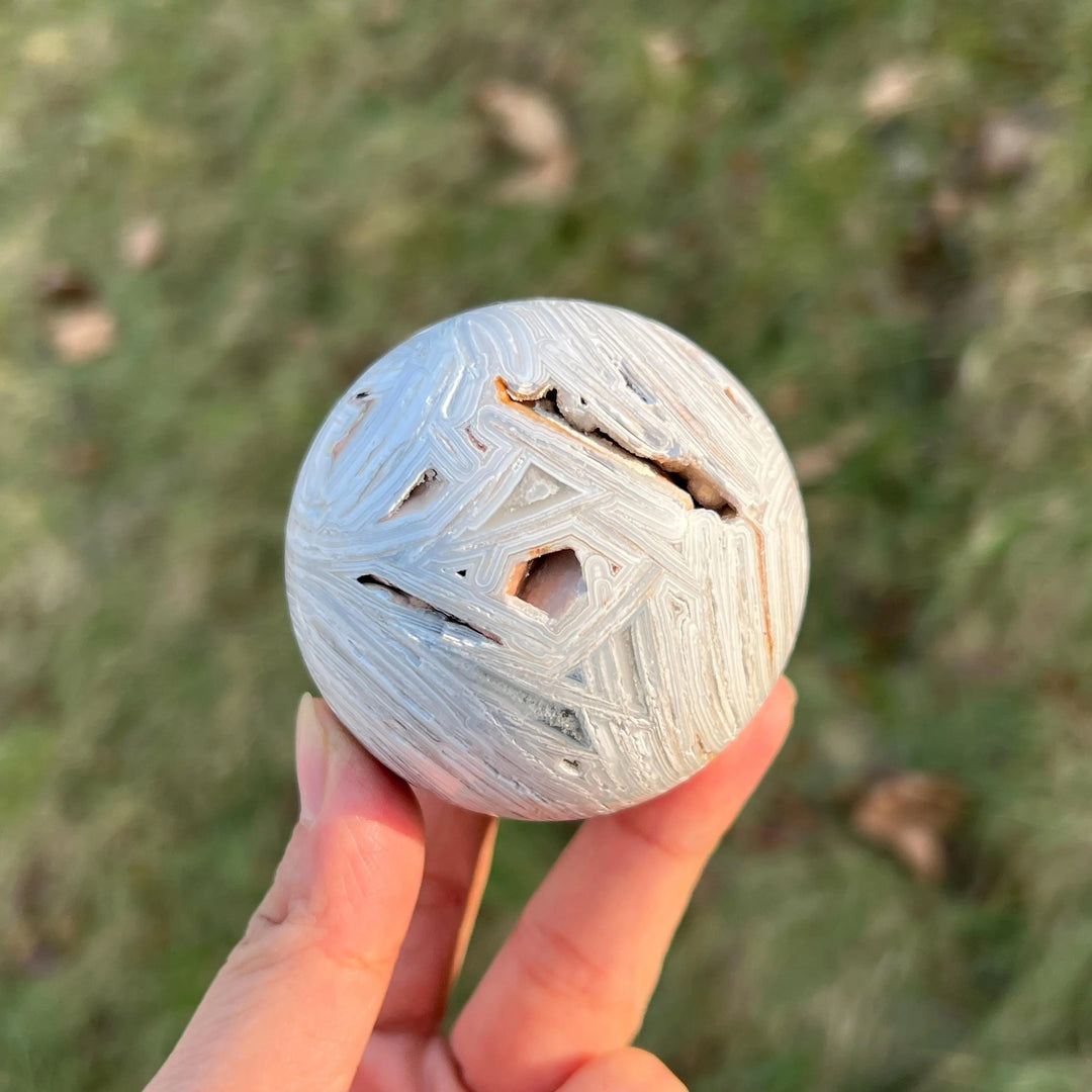 Natural White Mexican Agate Sphere