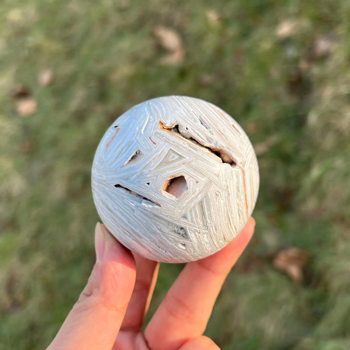 Natural White Mexican Agate Sphere