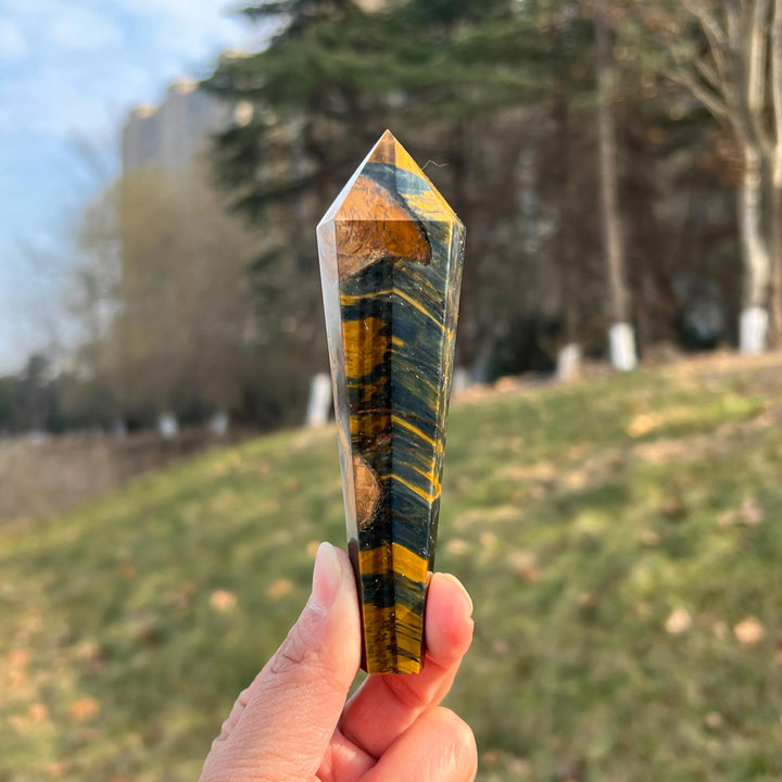 Natural Blue and Yellow Tiger's Eye Wand