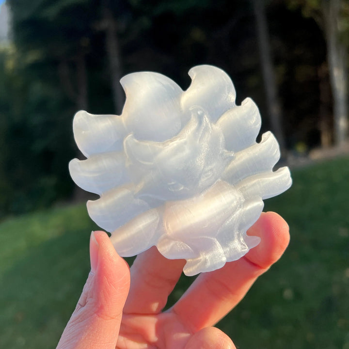 Natural Selenite Nine-Tailed Fox