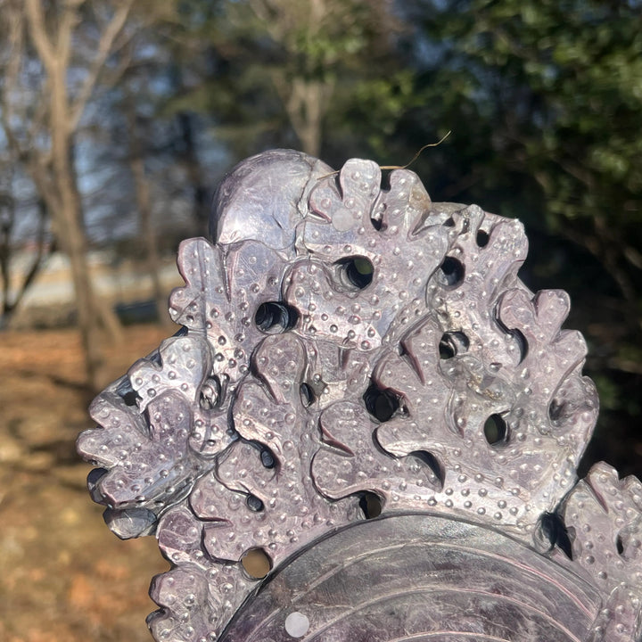 Unique, Natural Lepidolite Carving Octopus & Sea Turtle