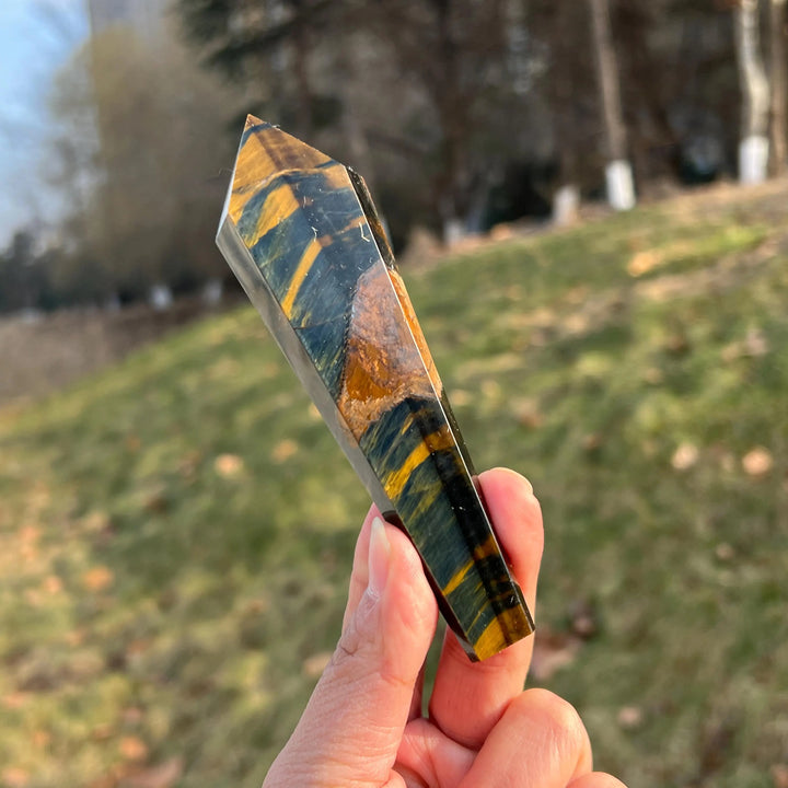 Natural Blue and Yellow Tiger's Eye Wand