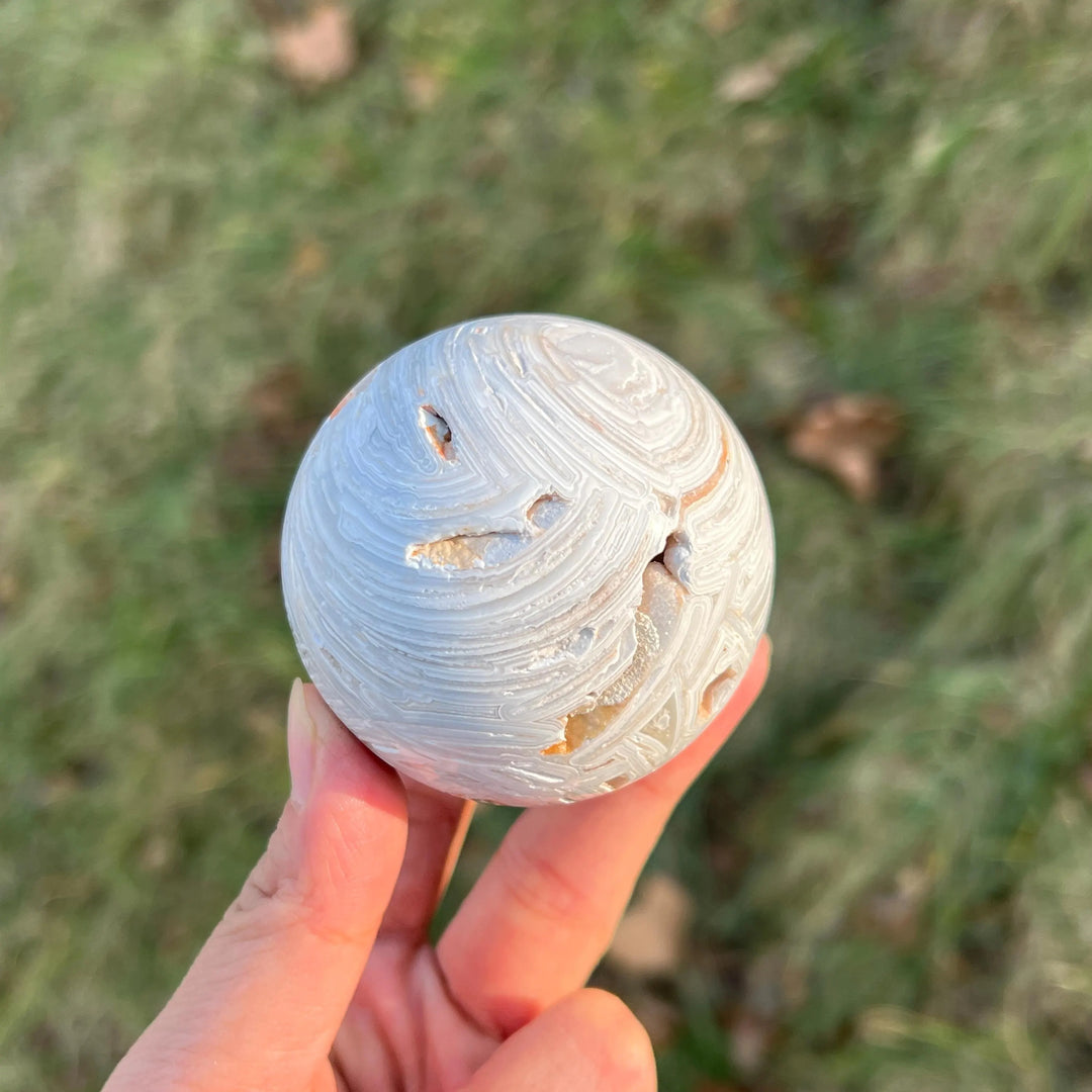 Natural White Mexican Agate Sphere