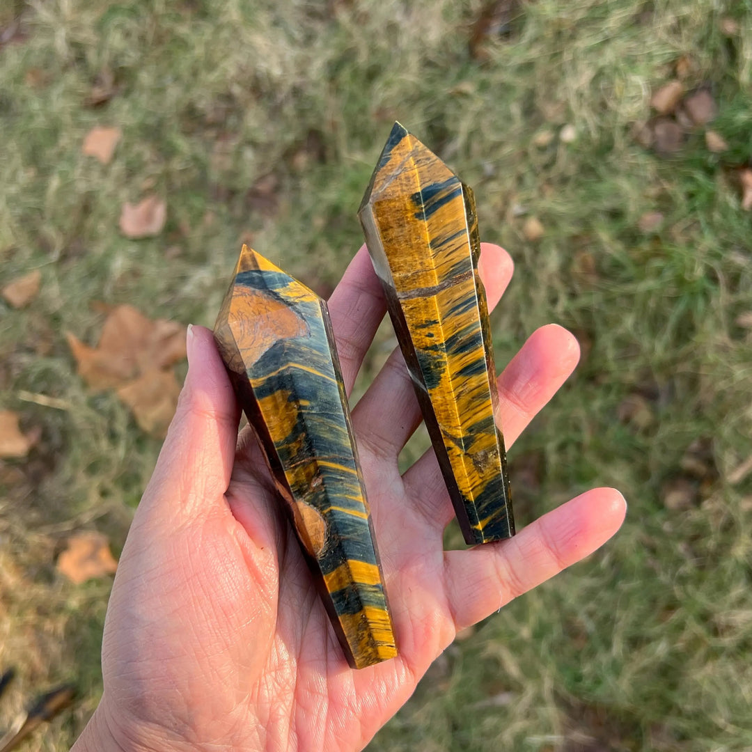 Natural Blue and Yellow Tiger's Eye Wand