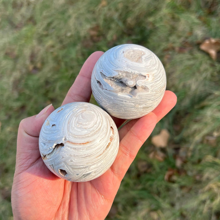 Natural White Mexican Agate Sphere