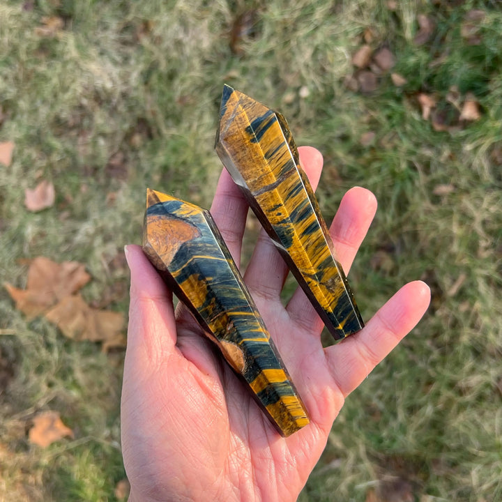 Natural Blue and Yellow Tiger's Eye Wand