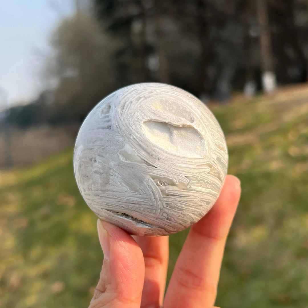Natural White Mexican Agate Sphere