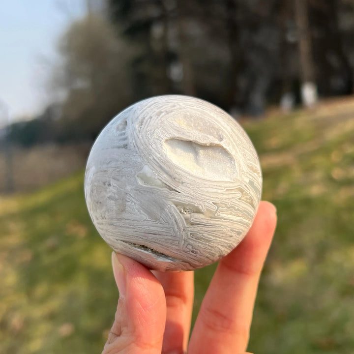 Natural White Mexican Agate Sphere
