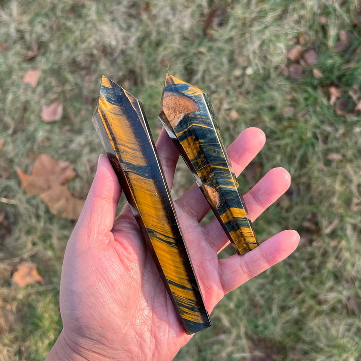 Natural Blue and Yellow Tiger's Eye Wand