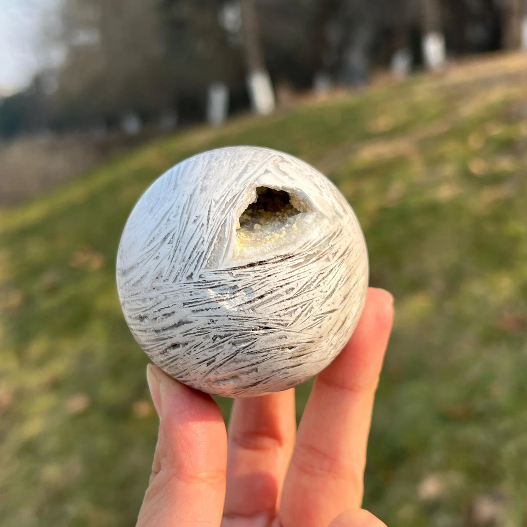 Natural White Mexican Agate Sphere