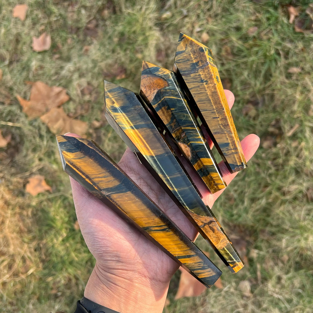 Natural Blue and Yellow Tiger's Eye Wand