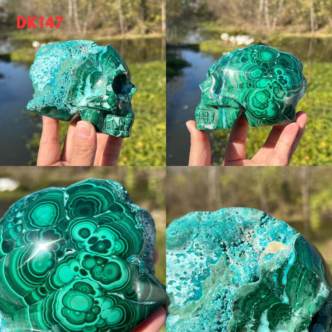 Malachite Geode Skull