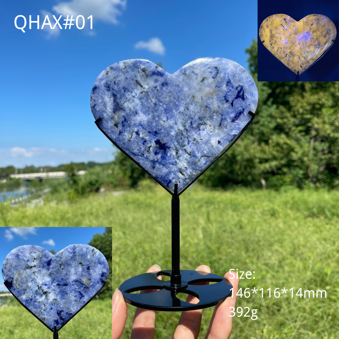 Unique,Natural Crystal Blue And White Porcelain Sodalite Heart