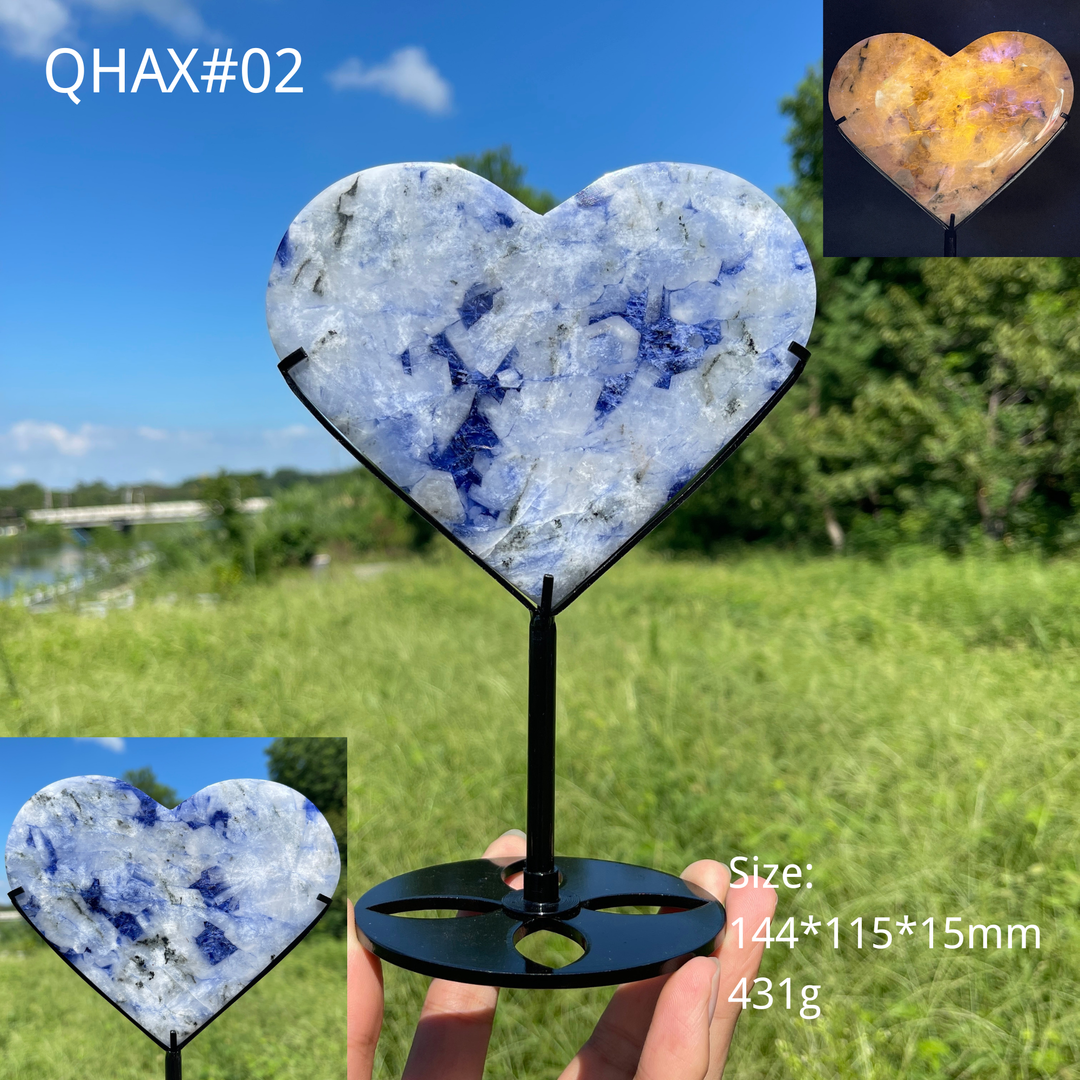 Unique,Natural Crystal Blue And White Porcelain Sodalite Heart