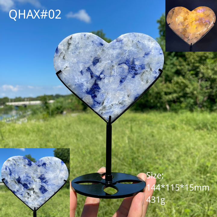 Unique,Natural Crystal Blue And White Porcelain Sodalite Heart