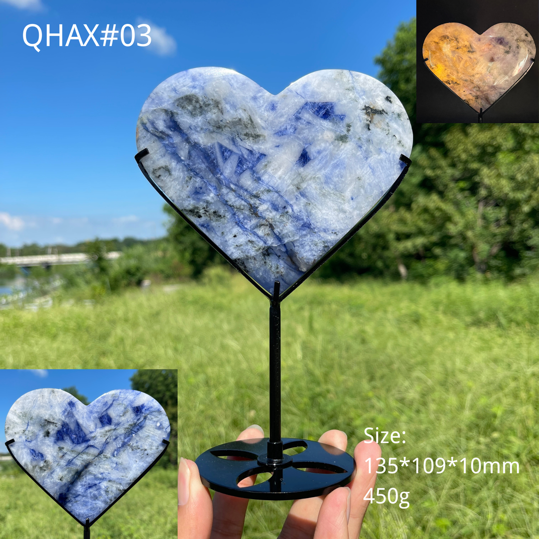 Unique,Natural Crystal Blue And White Porcelain Sodalite Heart