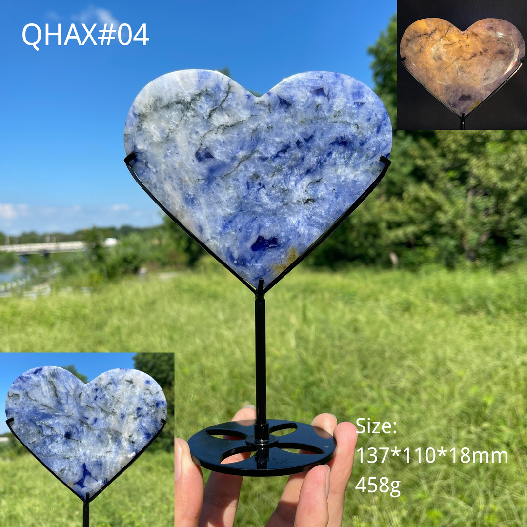Unique,Natural Crystal Blue And White Porcelain Sodalite Heart