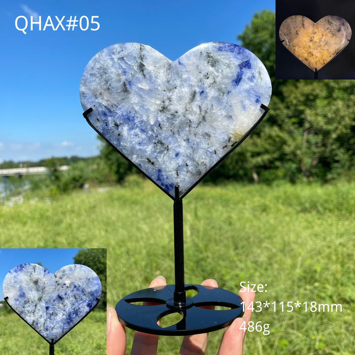 Unique,Natural Crystal Blue And White Porcelain Sodalite Heart