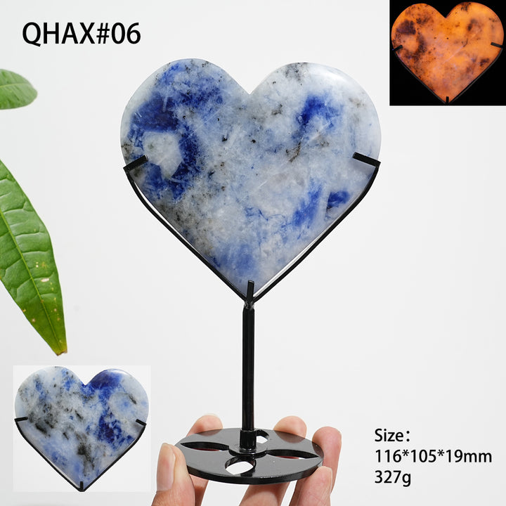 Unique,Natural Crystal Blue And White Porcelain Sodalite Heart